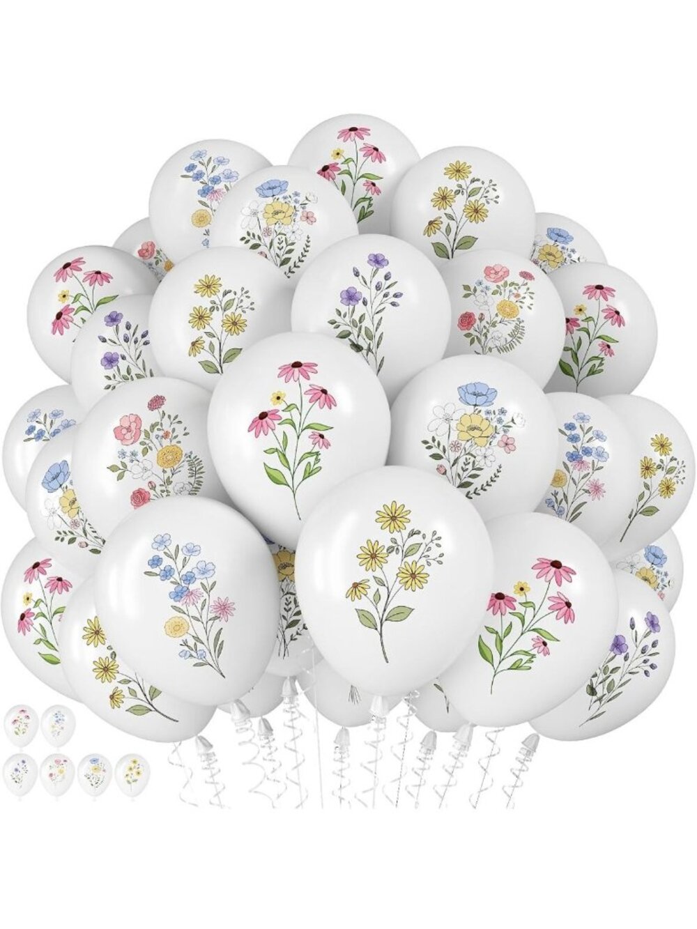 Floral White Balloons 12-Inch Party Decoration Balloons For Baby or Bridal Showe